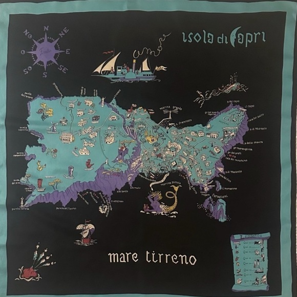 Vintage Isola di Capri Silk Print Map Scarf - Picture 10 of 10